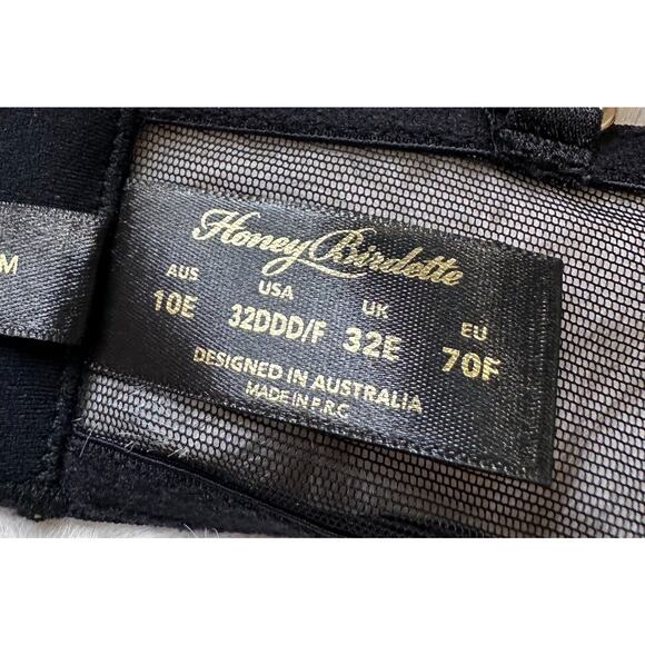 Honey Birdette ELLA🖤 Faux Leather Shine FULL 3 Piece Set 32DDD Bra, S, XS Thong - Picture 5 of 11